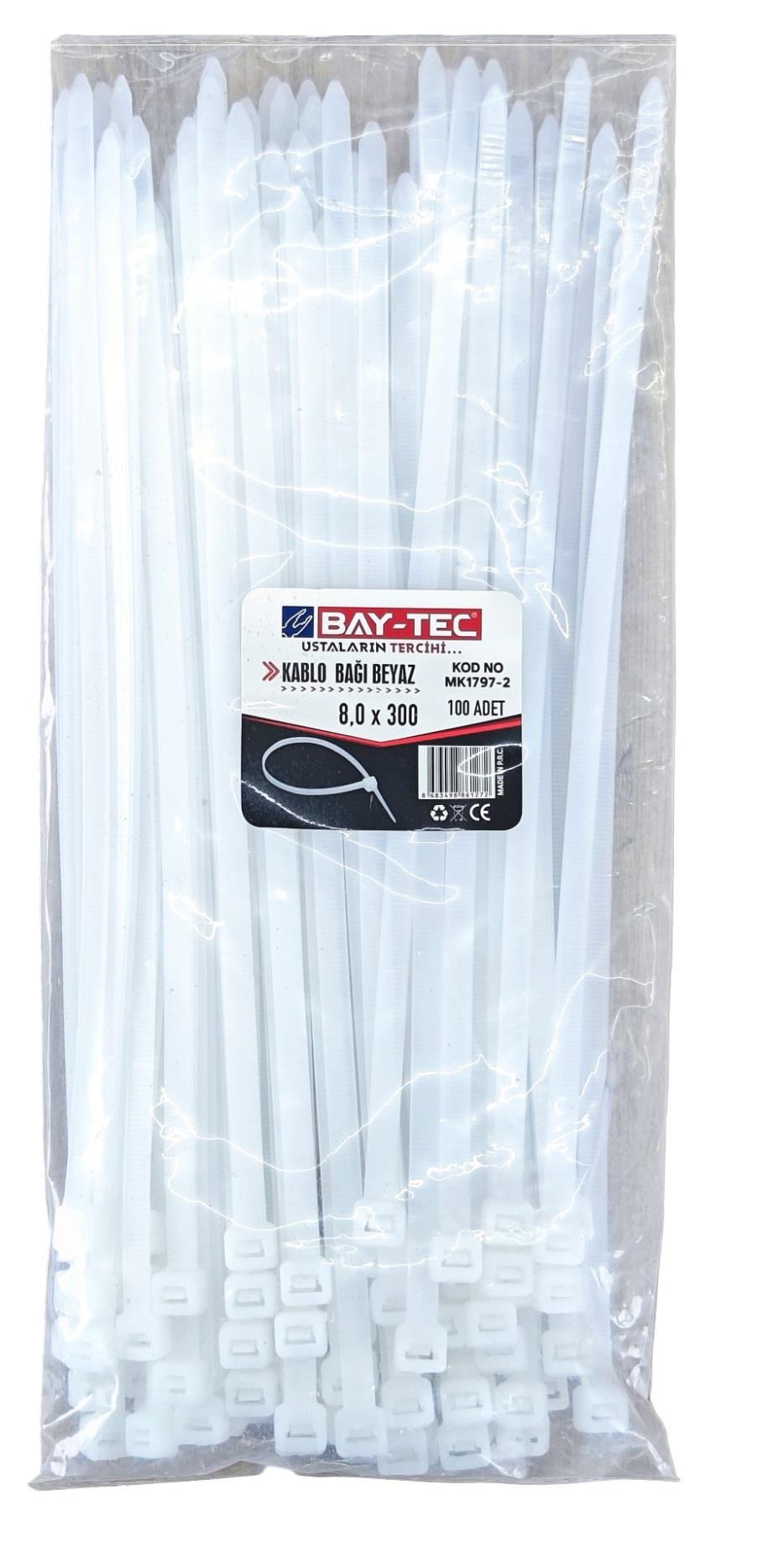 MK1797-2   BAY-TEC KABLO BAĞI 100lü 8*300mm - Beyaz
