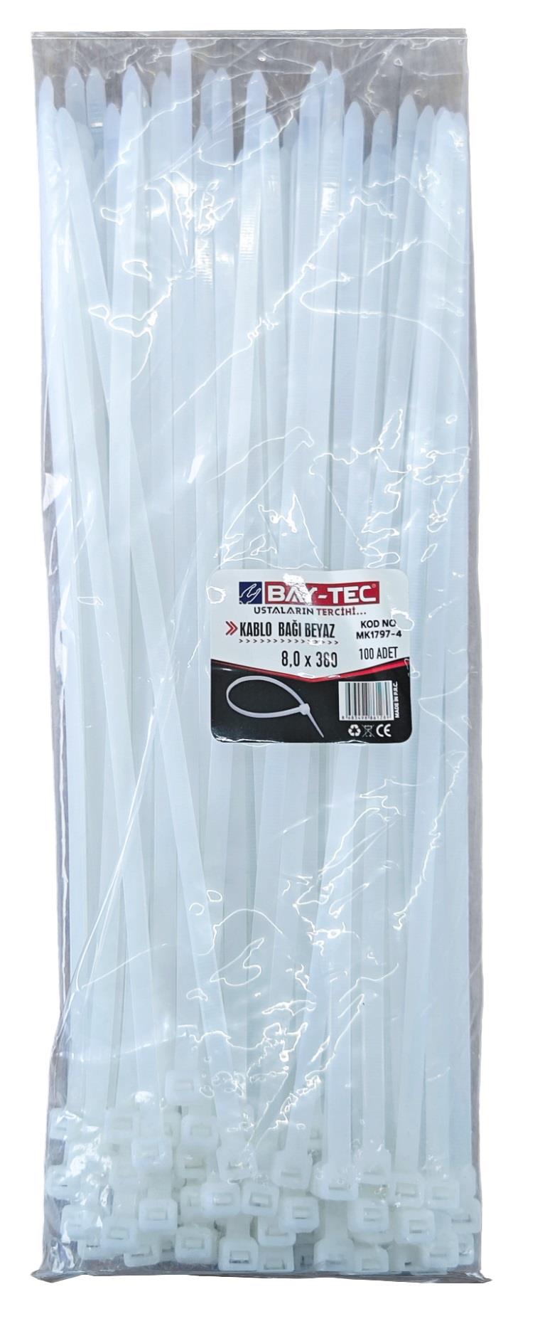 MK1797-4   BAY-TEC KABLO BAĞI 100lü 8*380mm - Beyaz
