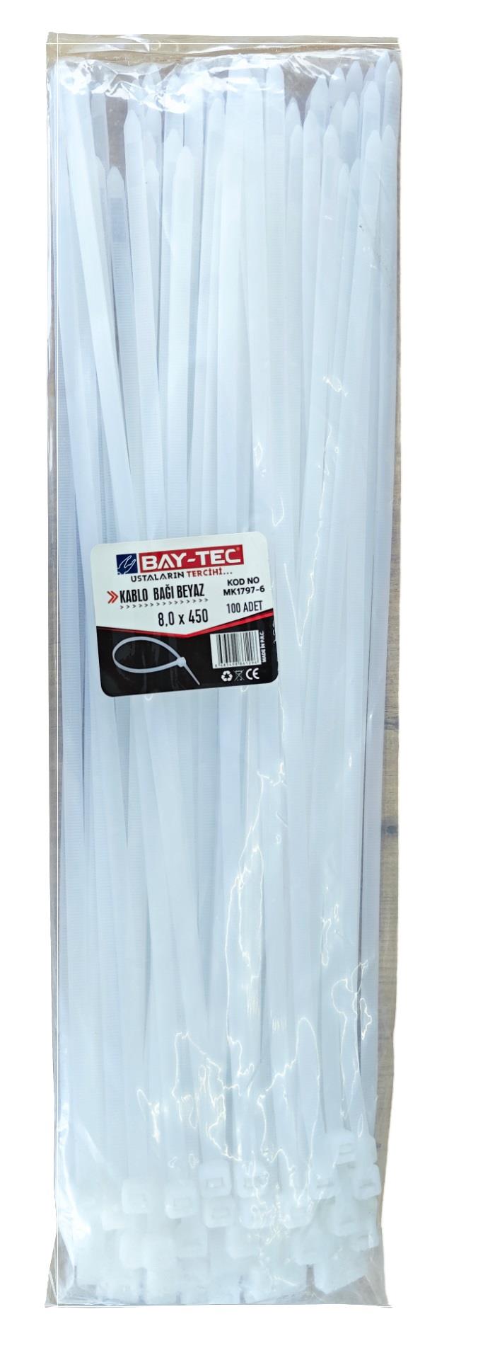 MK1797-6   BAY-TEC KABLO BAĞI 100lü 8*450mm - Beyaz