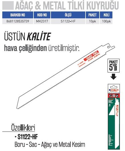 MK2317   BAY-TEC TİLKİ KUYRUĞU S1122-HF 5li (Metal)