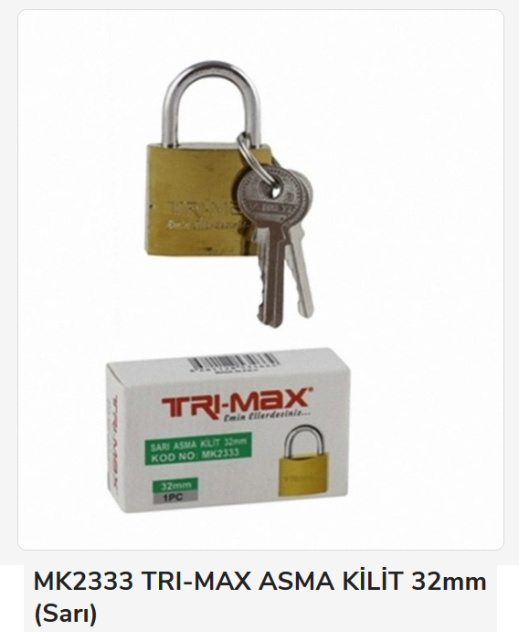 MK2333   TRI-MAX ASMA KİLİT 32mm (Sarı)