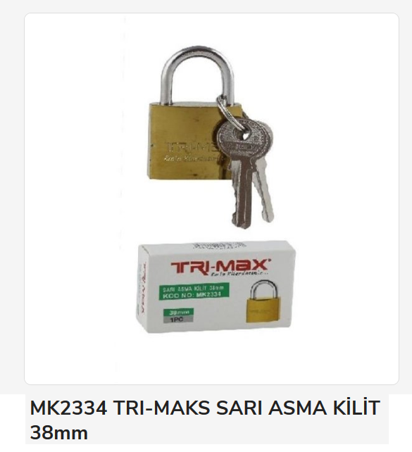 MK2334   TRI-MAX ASMA KİLİT 38mm (Sarı)
