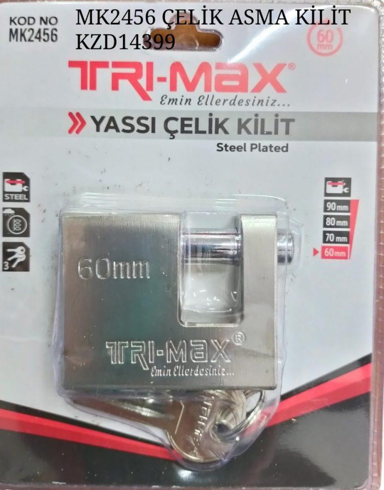 MK2456   TRI-MAX YASSI ÇELİK KİLİT 60mm