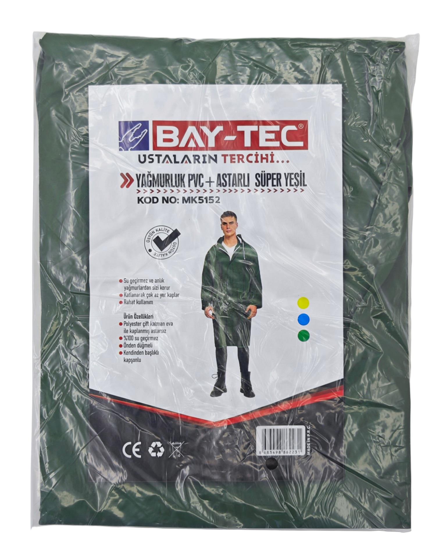 MK5152   BAY-TEC PVC+ASTARLI SÜPER YAĞMURLUK - Yeşil