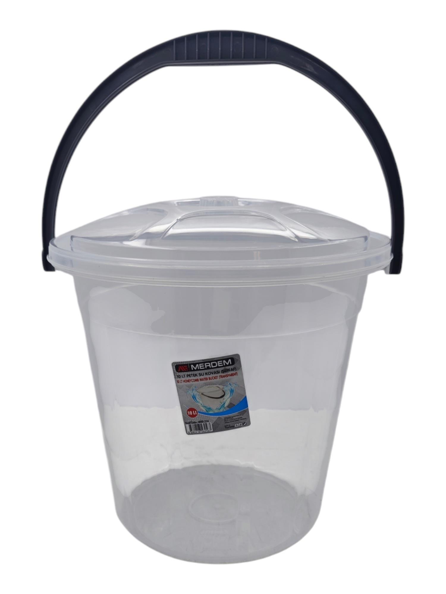 MRD256   Merdem Mienca Petek 10lt Şeffaf Su Kovası - Kapaklı