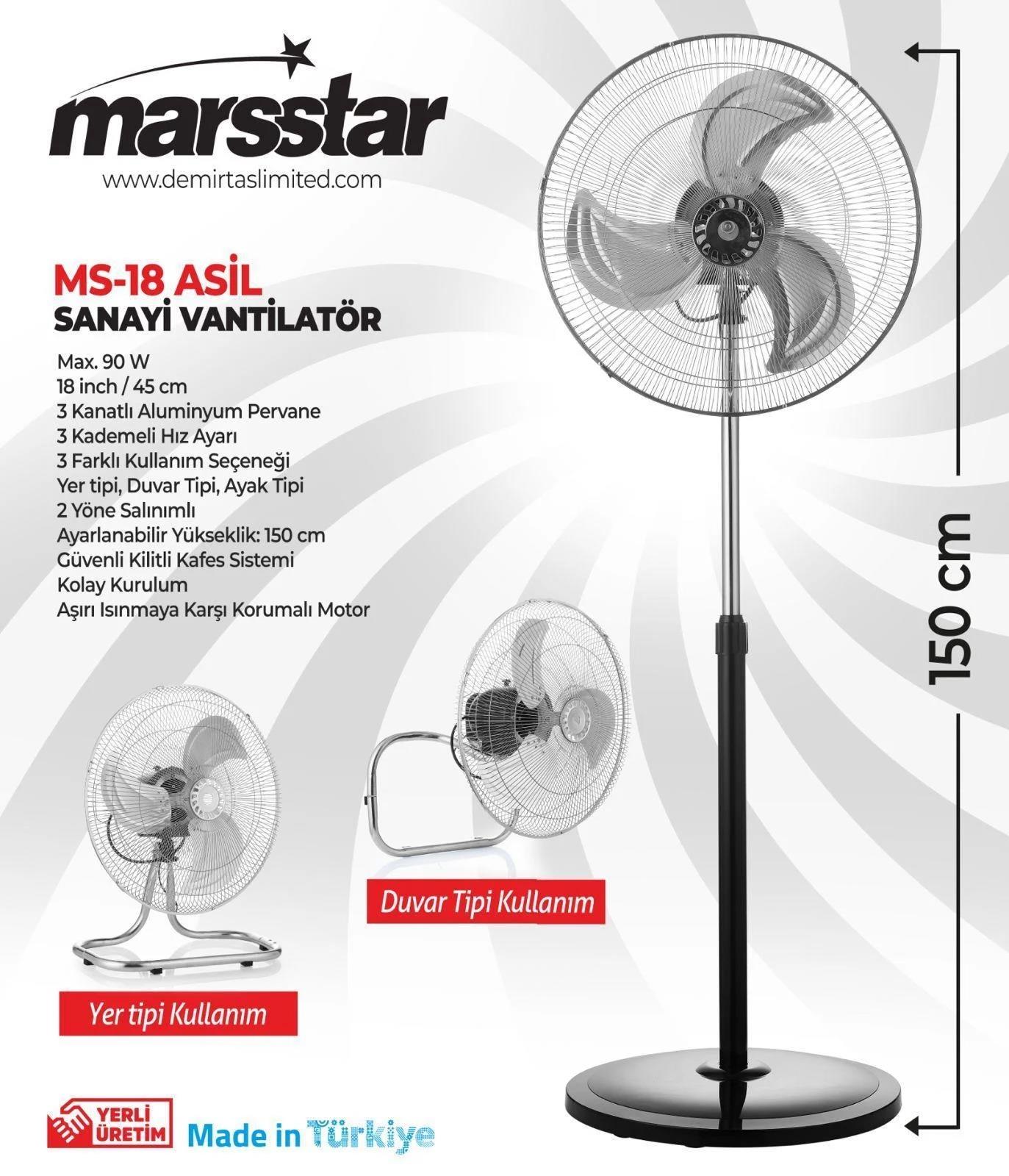 MS-18   Marsstar Sanayi Vantilatör - 3 Farklı Kullanım
