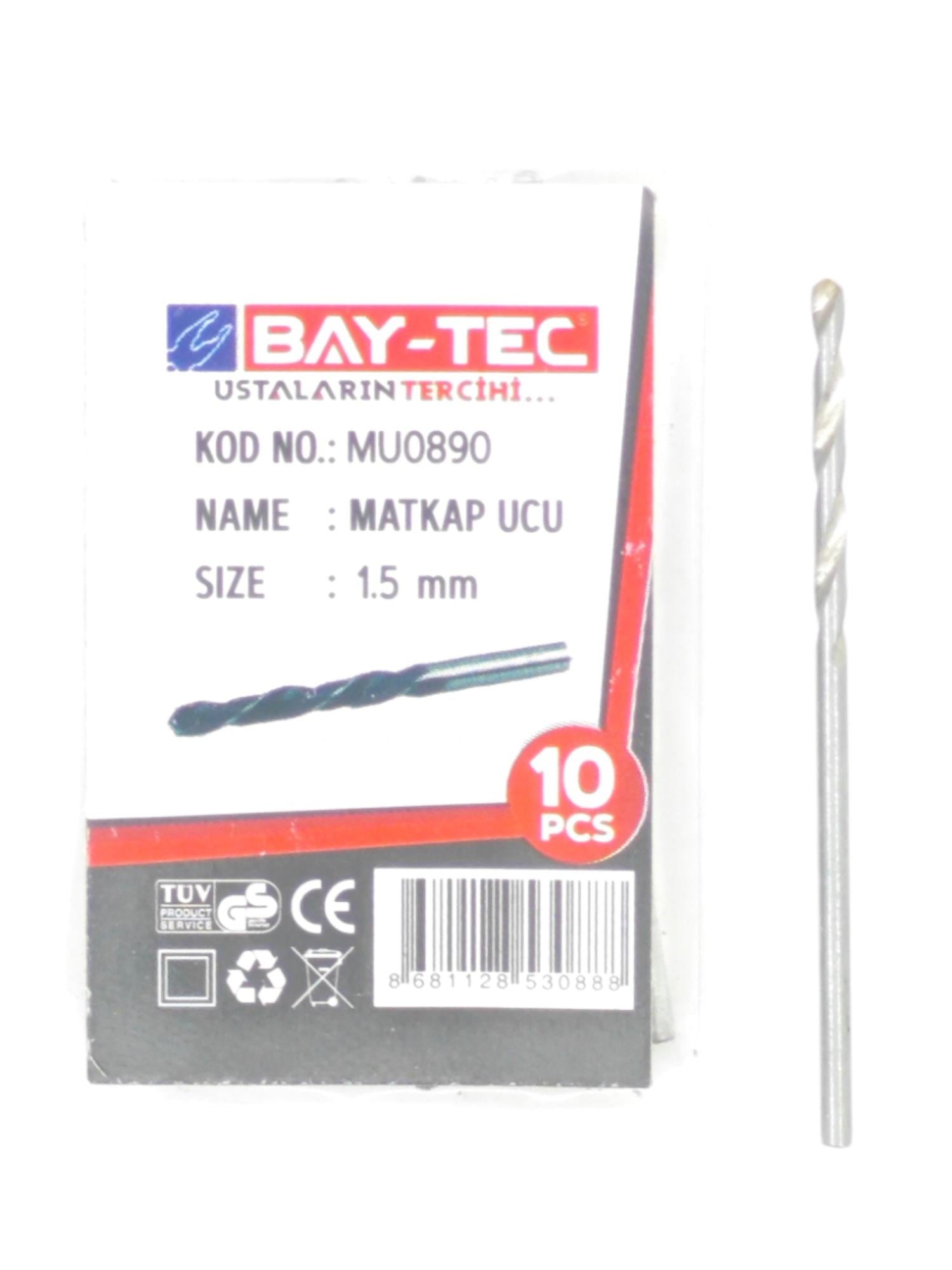 MU0890   Bay-Tec Hss Matkap Ucu 1.5mm (Siyah-Beyaz)