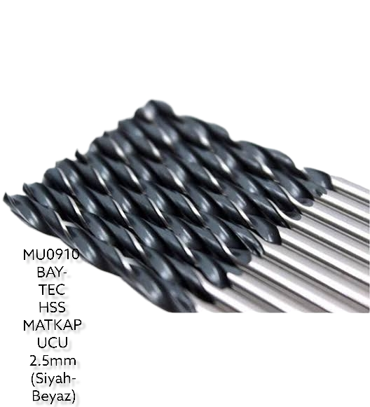 MU0910   BAY-TEC HSS MATKAP UCU 2.5mm (Siyah-Beyaz)