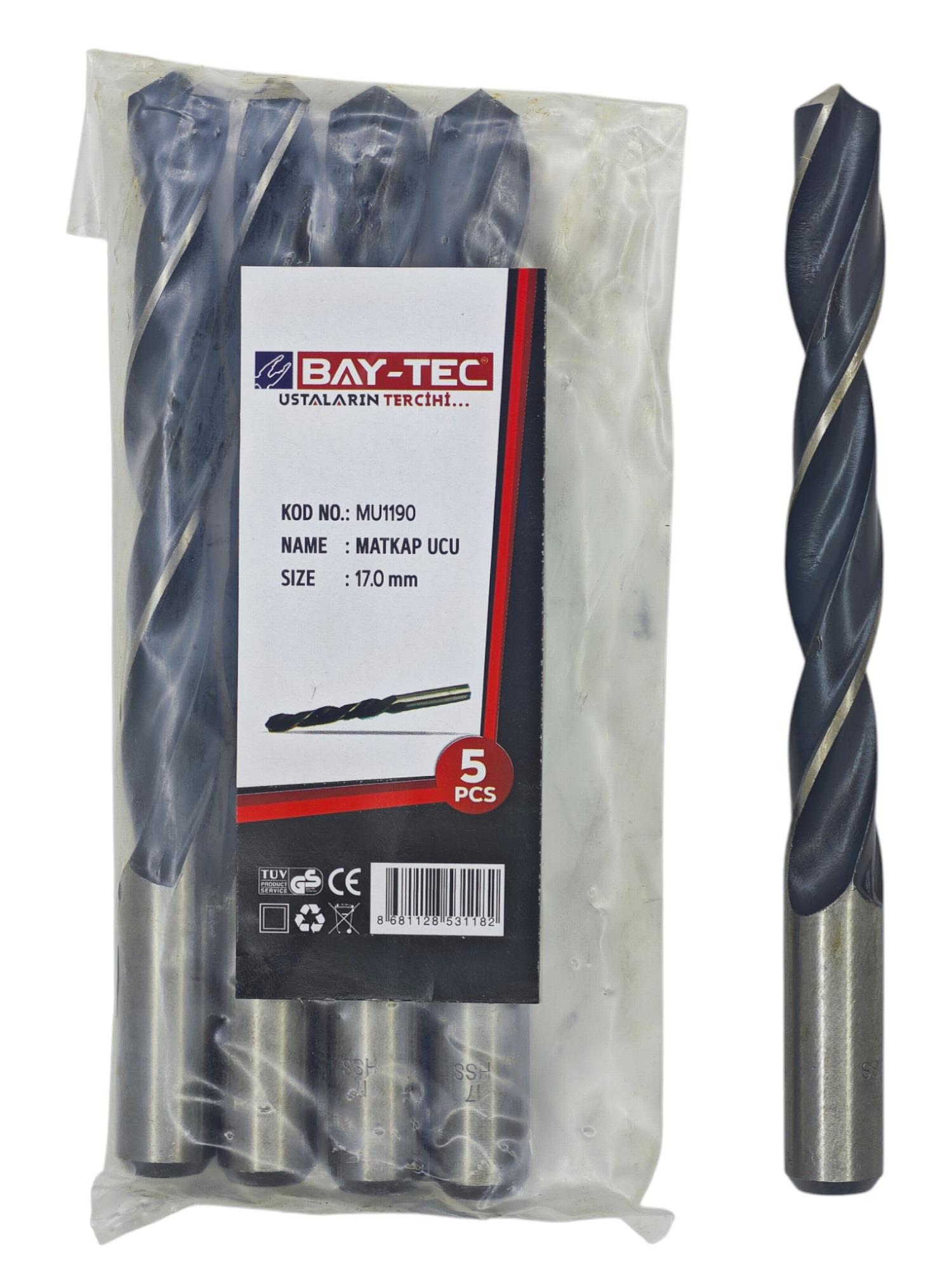 MU1190   Bay-Tec Hss Matkap Ucu 17.0mm (Siyah-Beyaz)