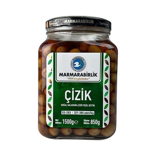 Marmara Birlik Yeşil Çizik Zeytin 850 Gr Cam 321-380 XS-2XS