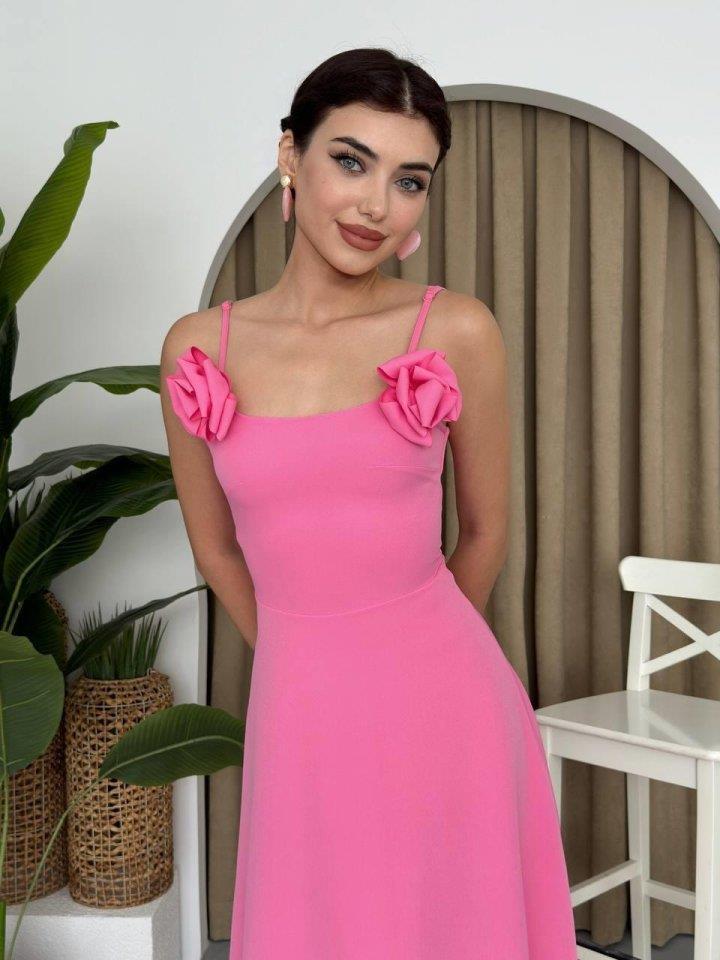 Matilda Gül İp Askılı Elbise