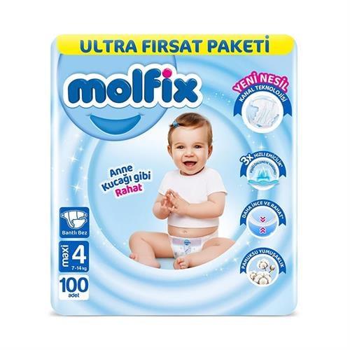 Molfix Bebek Bezi Ultra Fırsat Paketi Maxi 4 Numara 100 Adet