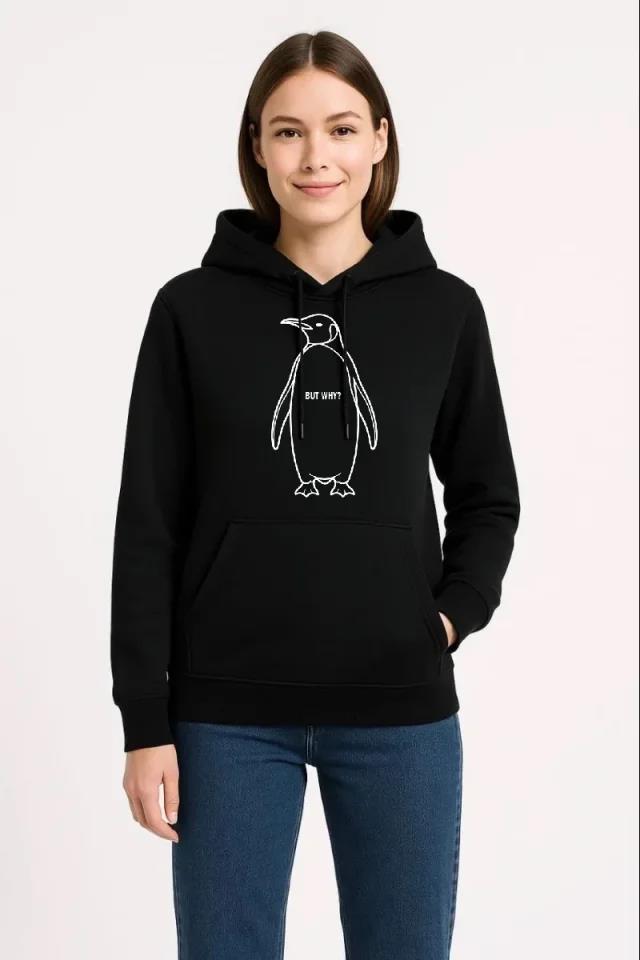 Nihilist Penguen Özel Tasarım Oversize Kapüşonlu Sweatshirt - Siyah