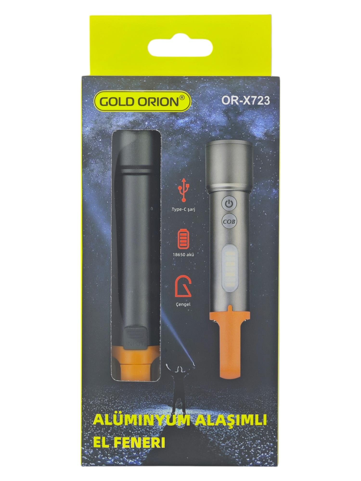 OR-X723  Gold Orion Alüminyum Alaşımlı Şarjlı El Feneri