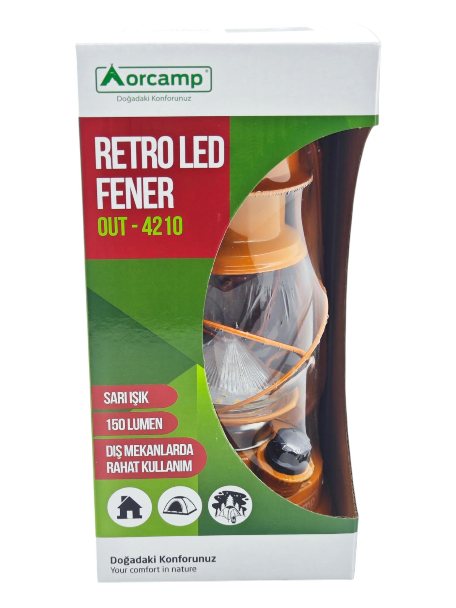 OUT-4210   Orcamp Retro Led Fener - Turuncu