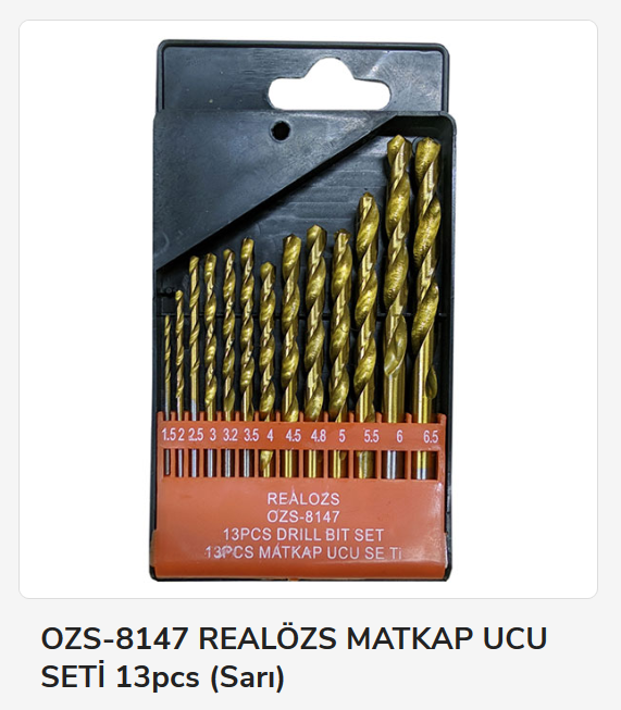 OZS-8147   REAL ÖZS MATKAP UCU SETİ 13pcs (Sarı)