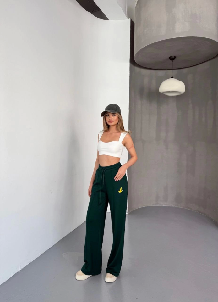 Osy Modal Yumuşak Dokulu Kumaş Nakış Işlemeli Rahat Bol Paça Eşofman Pantalon - Siyah