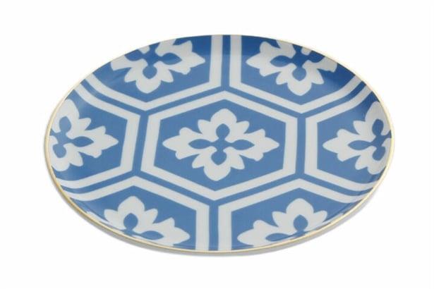 Porland Morocco Desen2 Mavi Düz Tabak 17Cm