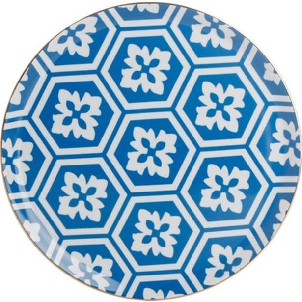 Porland Morocco Desen2 Mavi Düz Tabak 28Cm