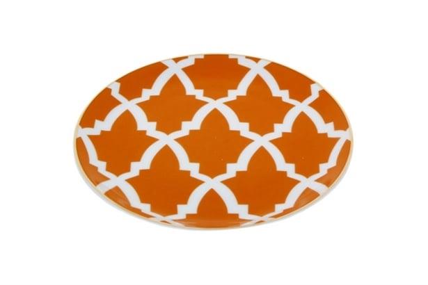 Porland Morocco Desen3 Turuncu Düz Tabak 17Cm
