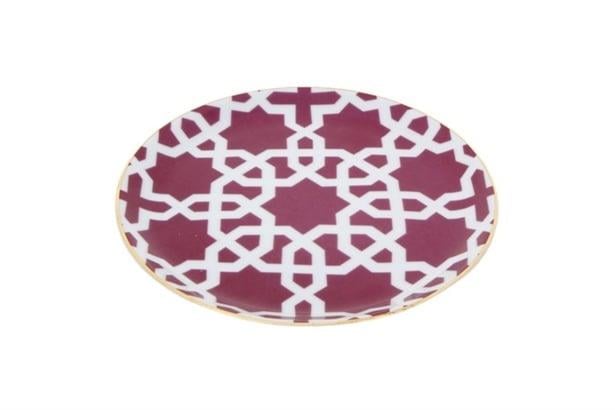 Porland Morocco Desen5 Fuşya Düz Tabak 17Cm