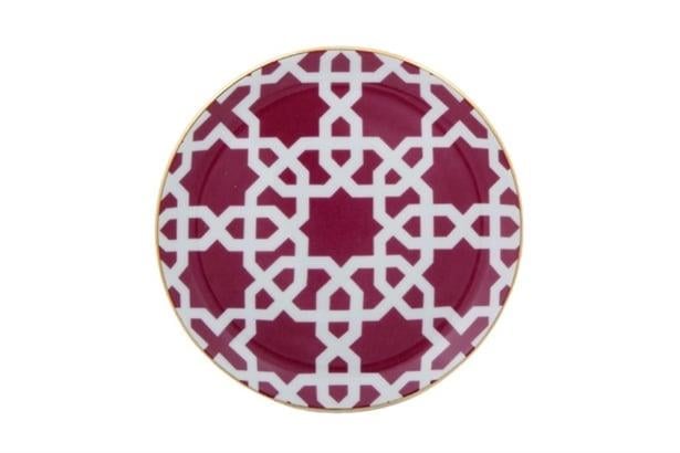 Porland Morocco Desen5 Fuşya Düz Tabak 17Cm