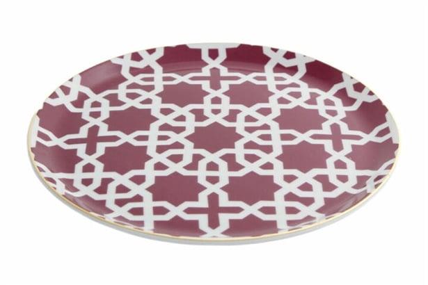 Porland Morocco Desen5 Fuşya Düz Tabak 24Cm