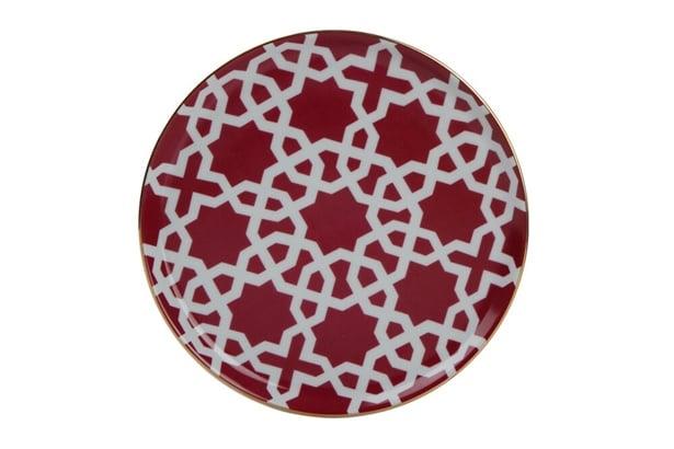 Porland Morocco Desen5 Fuşya Düz Tabak 20Cm