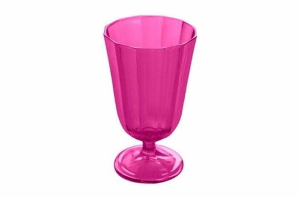 Porland Pembe Ayaklı Kırmızı Meşrubat Bardağı 190Cc