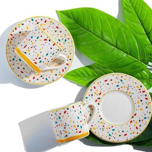 Porsima Colorful 6 Kişilik Porselen Kahve Fincan Takımı 100 Ml Porsima TE-028 Colorful