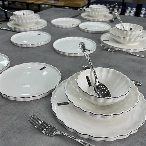 Royking Twist Platin 24 Parça 6 Kişilik Yemek Takımı HRN018