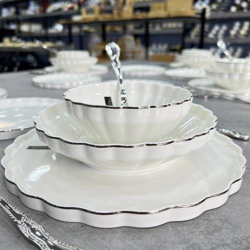 Royking Twist Platin 24 Parça 6 Kişilik Yemek Takımı HRN018