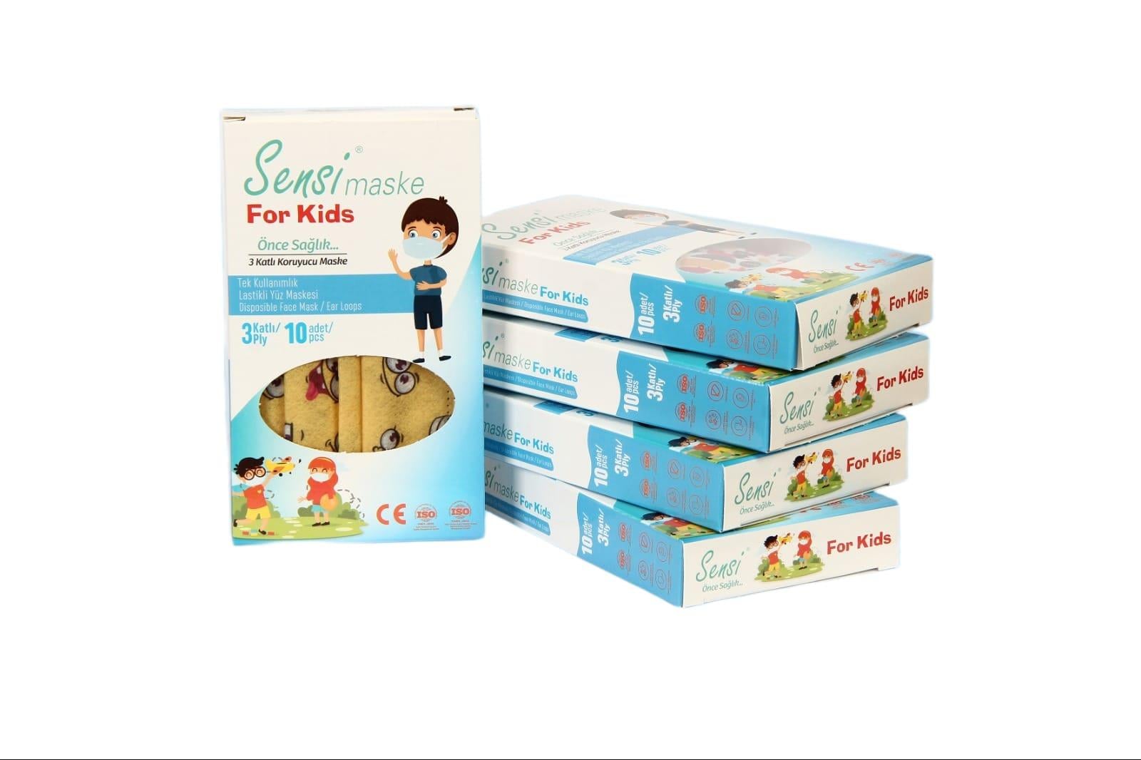 S-010   SENSİ 3 KATLI ÇOCUK MASKESİ 10lu ERKEK