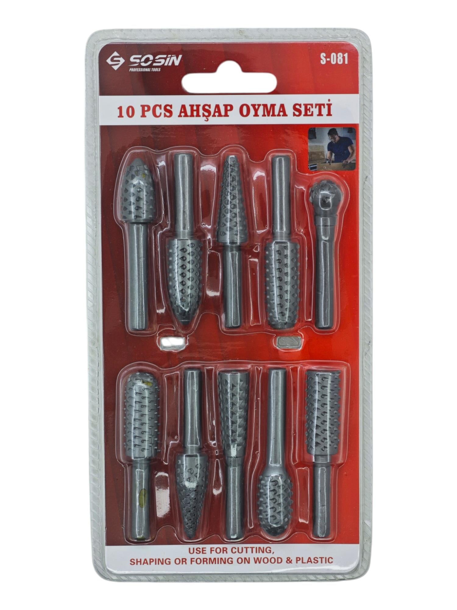 S-081   Sosin HCS Ahşap Oyma Seti 10prç