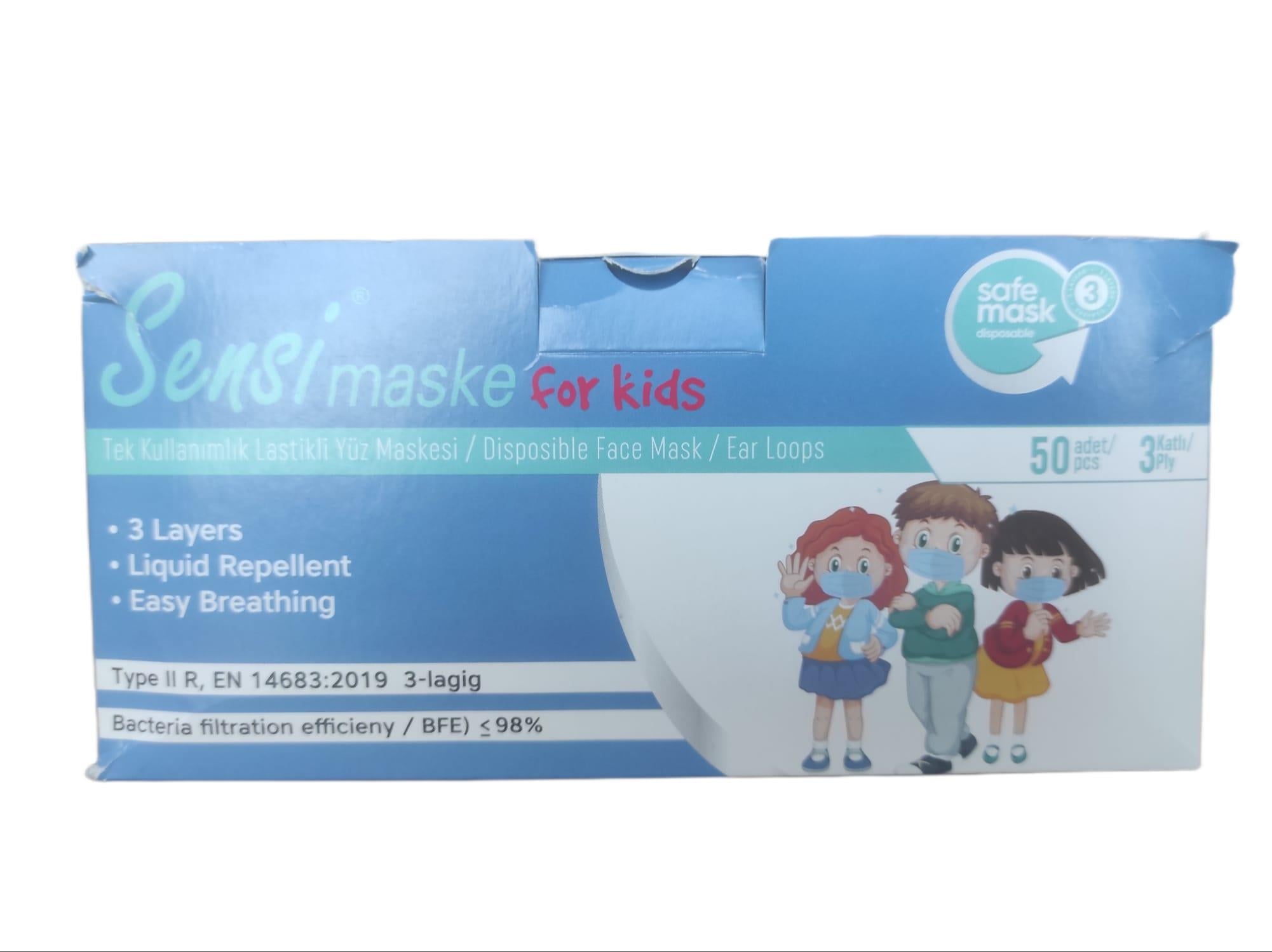 S-13   SENSİ 3 KATLI ÇOCUK MASKESİ 50li