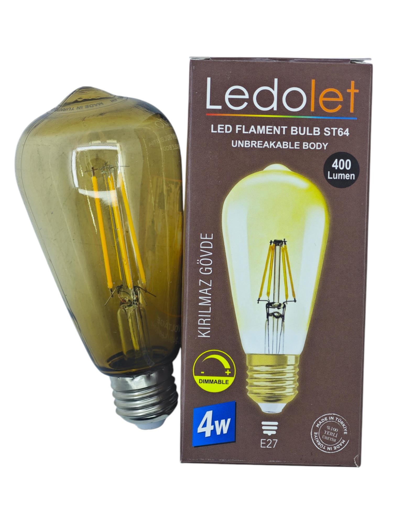 ST64   Ledolet E27-4W Flament Led Bulb ST64 Ampul