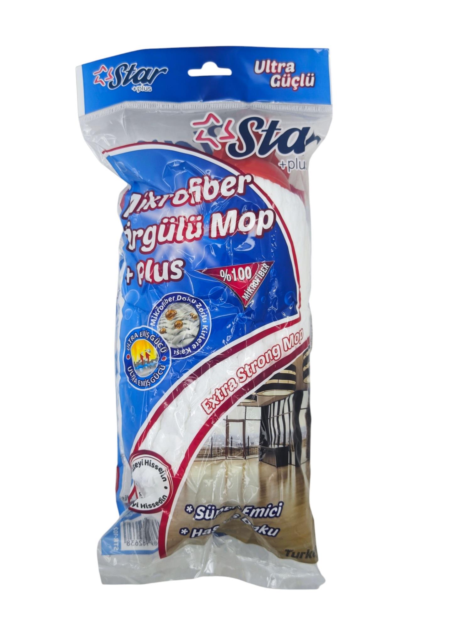 STR-102   Star +Plus Mikrofiber Örgülü Mop (Yuvarlak)
