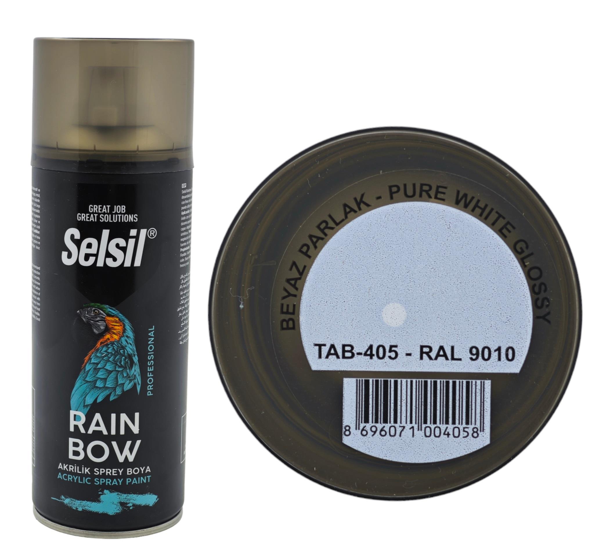 TAB-405   Selsil Rainbow Akrilik Sprey Boya 400ml - Beyaz Parlak