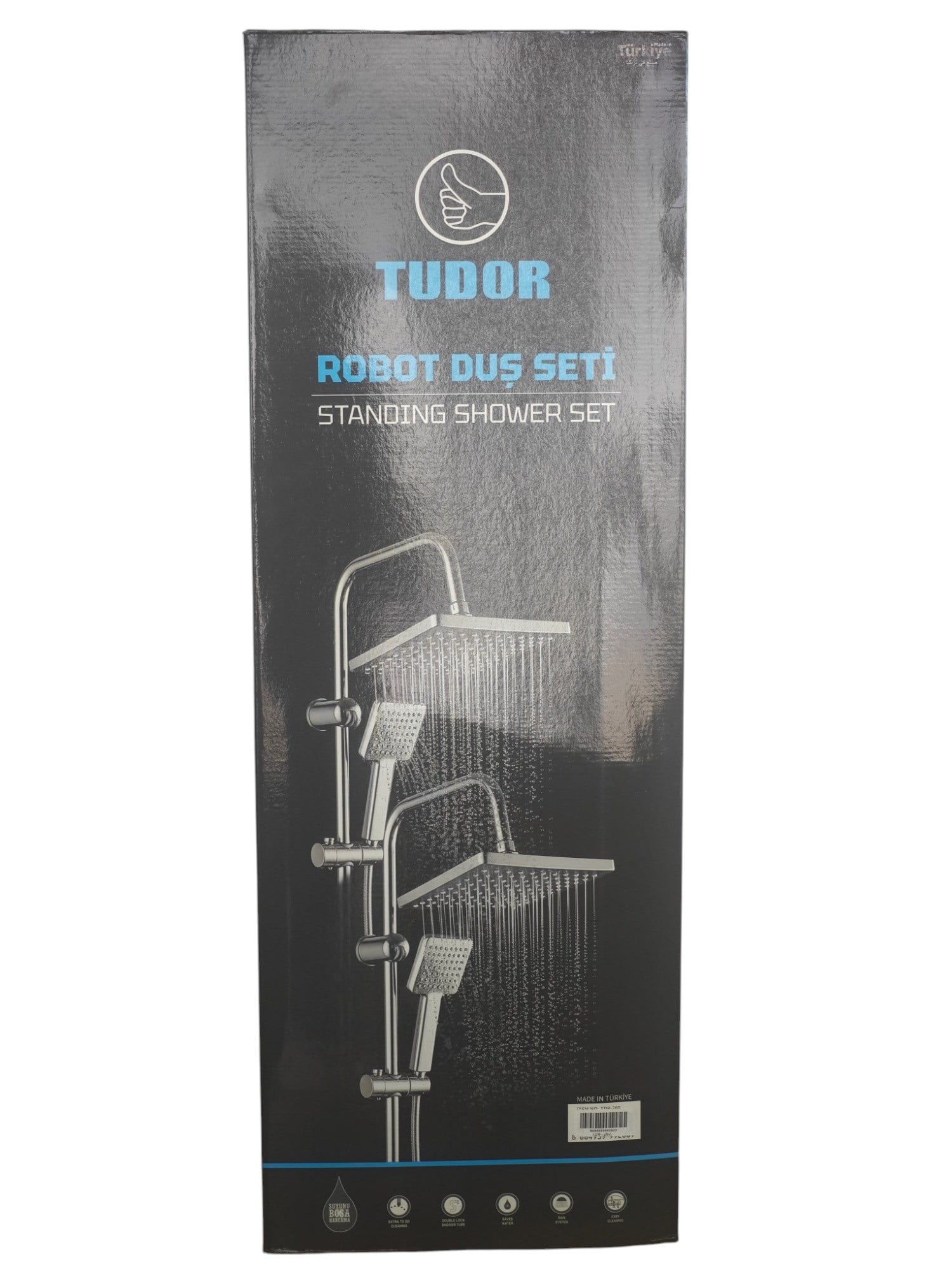 TDR-260   Tudor Siyah Robot Tepe Duş Seti