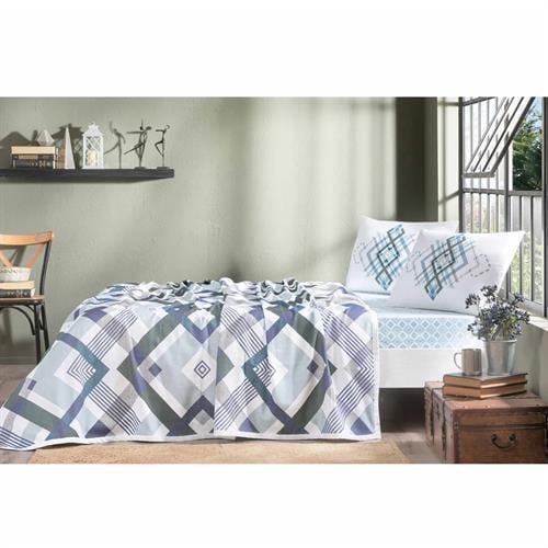 Taç Arden Çift  Kişilik Pike Takımı Mavi