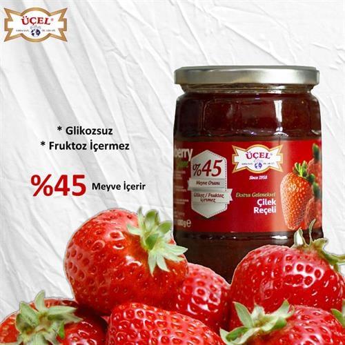 Üçel Çilek Reçeli Glikozsuz 680 gr cam