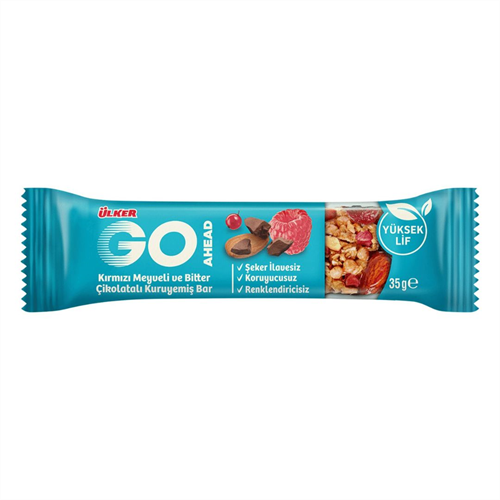 Ülker Go Ahead Kırmızı Meyveli ve Bitter Çikolatalı Kuruyemiş Bar 35 Gr