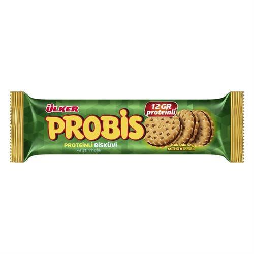 Ülker Probis Proteinli Şeker İlavesiz Kakaolu ve Muzlu Kremalı Bisküvi 101 Gr