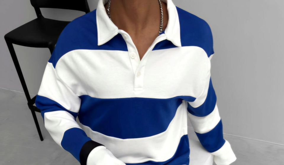 Unisex Üç İplik Parçalı Yakalı SweatShirt - Yeşil