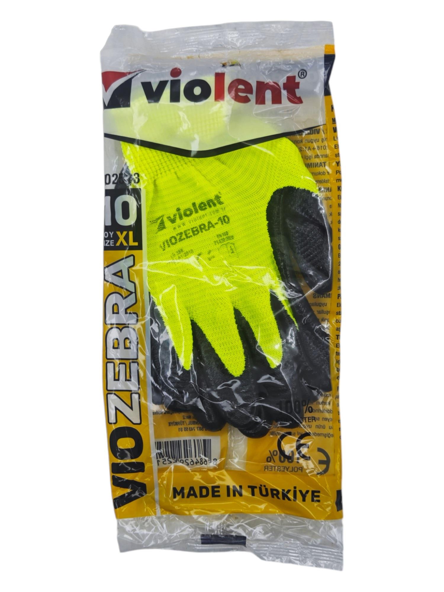 VIO2513   Violent Yeşil/Siyah Fosforlu VioZebra Eldiven 10