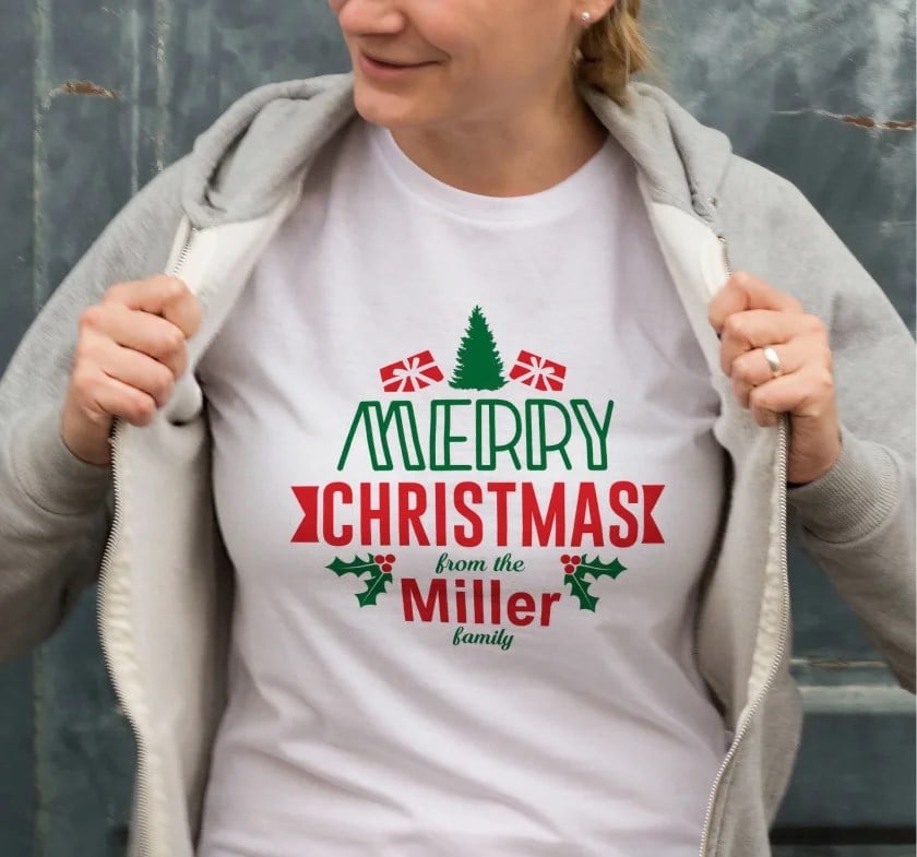 Yılbaşı Merry Christmas Miller Baskılı Oversize Bisiklet Yaka T-shirt - Beyaz