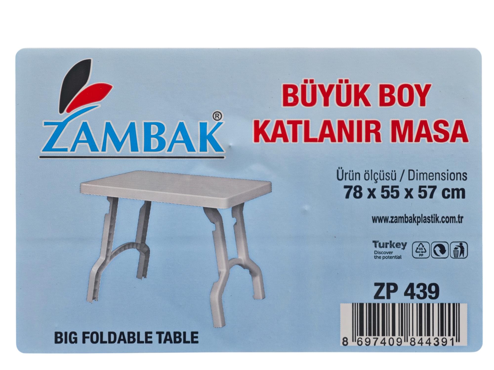 ZP 439   Zambak Plastik Katlanır Masa 78*55x57cm - Büyük