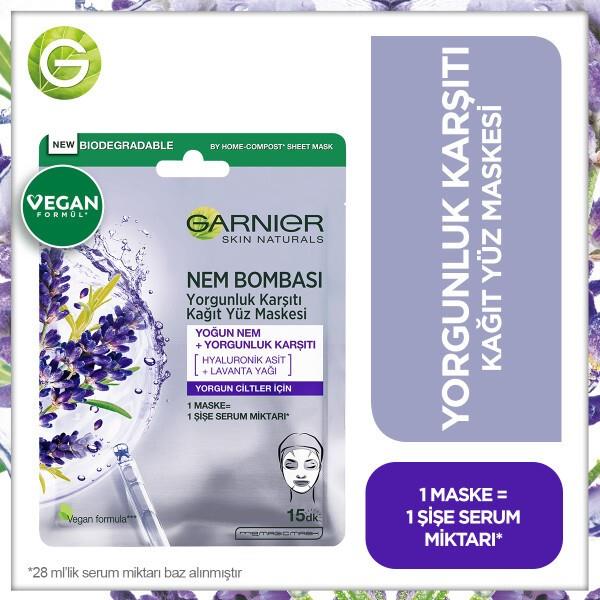 Garnier Nem Bombası Yorgunluk Karşıtı Kağıt Yüz Maskesi
