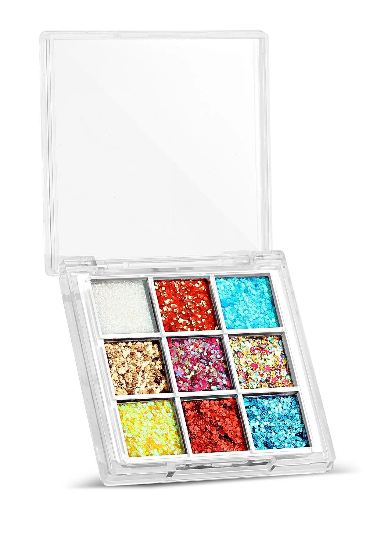 Pretty Beauty 9 Lu Glitter Simli Gel Formüllü Far