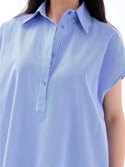 7450 ELBİSE-MAVİ BEYAZ ÇİZGİLİ